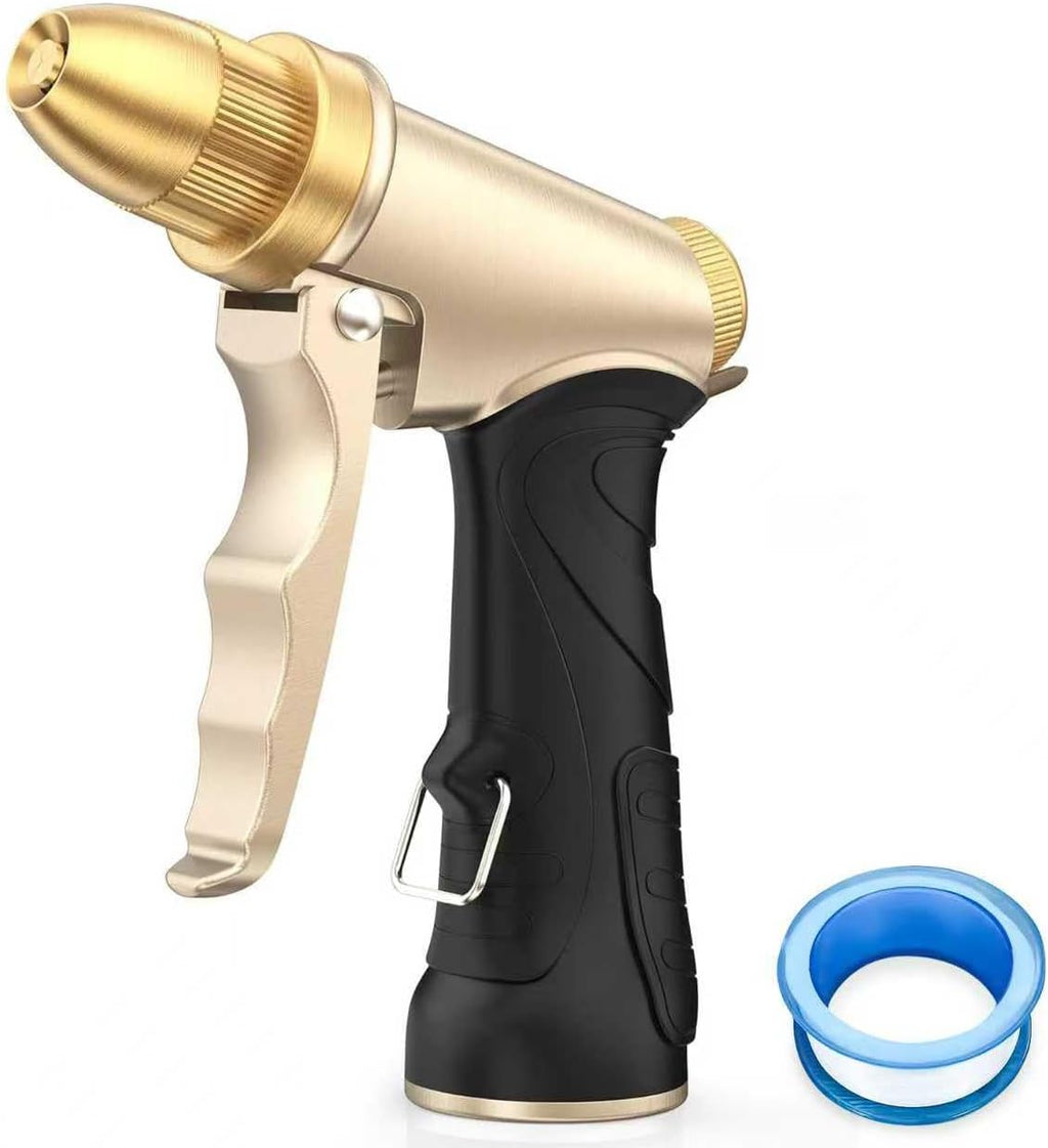 High Pressure Water Nozzle with Adjustable Spray, Heavy Duty Metal Spray for Watering Plants, Car Washing, and Pet Showering (Metal Tape)