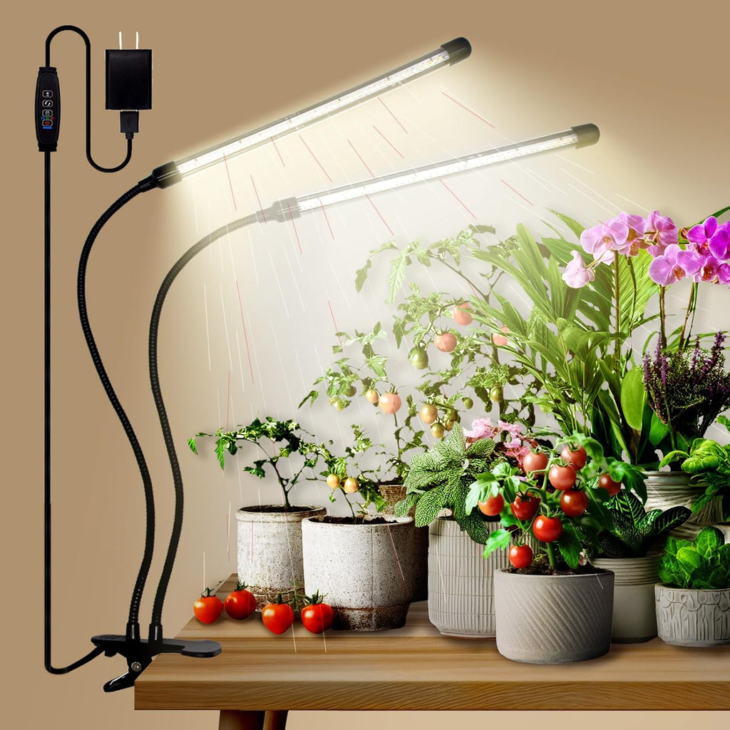 Grow Lights for Indoor Plants - 84 LED Full Spectrum Clip Plant Growing Light with 5-Level Dimmable,Auto On Off Timing 4 8 12Hrs Perfect for Indoor Growing and Seed Starting