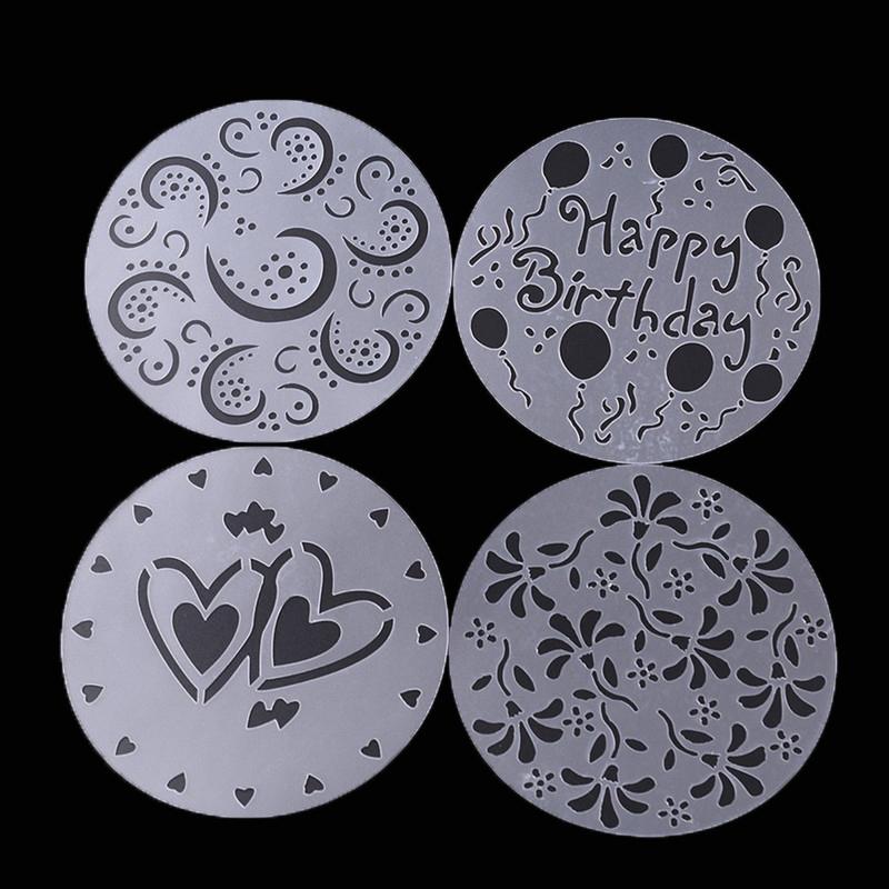 4Pc/lot Plastic Cake Stencils Flower Spray Stencils Birthday Cake Mold Decorating Bakery Tools DIY Mould Fondant Template