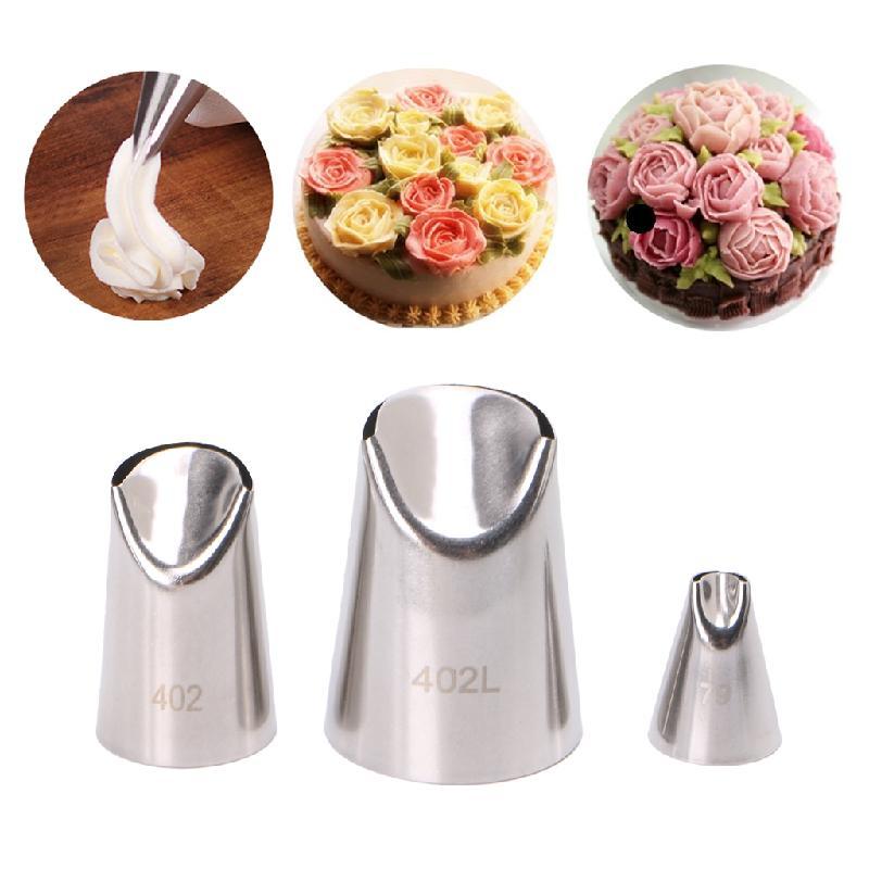 3Pcs Stainless Steel Flower Tips Nozzle Cake Cream Pastry Icing Decorating DIY