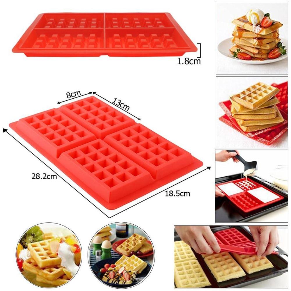 Mini Waffles Pan Cake Baking Baked Muffin Cake Chocolate Mold Tray DIY Food Grade Silicone Kitchen Accessories Waffle Mold