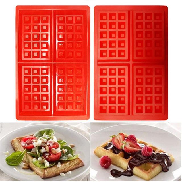 Mini Waffles Pan Cake Baking Baked Muffin Cake Chocolate Mold Tray DIY Food Grade Silicone Kitchen Accessories Waffle Mold