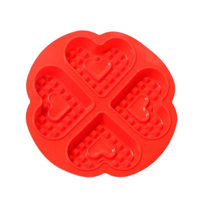 1 pcs 4-Hold Heart Shape Waffle Mold Food Grade Silicone Muffin Cake Mold Cake Decorating Tools