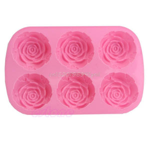 6 Rose Flowers 3D Silicone  Soap  Mould DIY Decoration Tool Bakeware#T025#