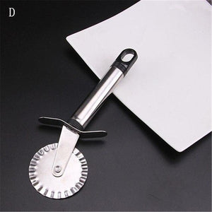 4 Patterns Stainless Steel Pizza Cutter Double Roller Pizza Knife Cutter Pastry Pasta Dough Crimper Kitchen Pizza Tools